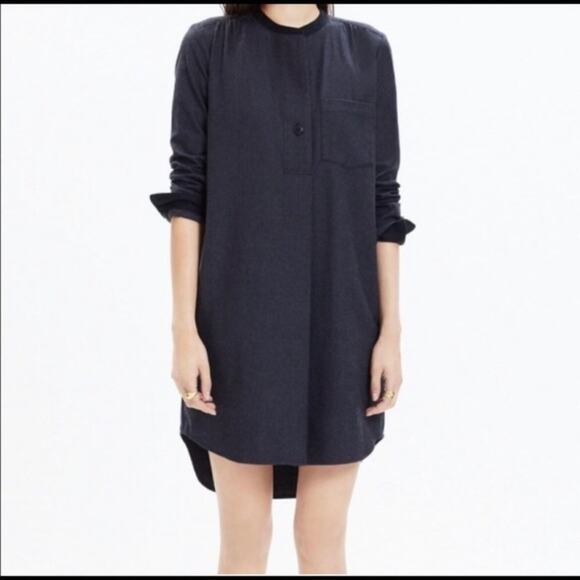 Madewell Flannel Latitude Charcoal Shirt Dress Women's Size XXS - Picture 2 of 6